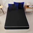 thumbnail image 4 of Erosebridal Shiny Curtain Pattern Zipper Queen Comforter Set with Fitted Sheet and 2 Pillowcases,Vertical Texture Print Zipper Bedding Set,Blue Black,Black Reversible, 4 of 6