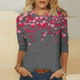 thumbnail image 2 of Goodeals Plus Size Valentines Shirts for Women Cute Oversized Heart Print Crewneck Shirts 3/4 Sleeve Funny Graphic Tee Shirt 2025 Fashion Casual Clothes Tops(Dark Gray,L), 2 of 4