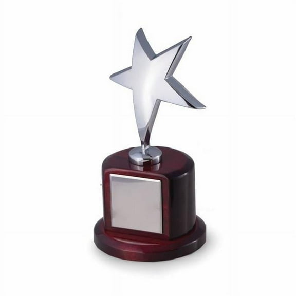 Silver Plated Star Trophy on Lacquered Rosewood Base with 2 1/4" x 2 1/8" Plate.