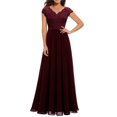 thumbnail image 1 of Women Elegant Maxi Long Evening Dress Solid Color Lace Patchwork Backless V Neck High Waist Dress Wedding Party BridesmaidS Gao Jinjia LED, 1 of 2
