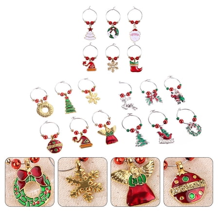 Stri 18 Pieces Christmas Wine Glass Charms Markers Tags Party Decorations (Mixed Style)
