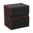 thumbnail image 1 of Caja de baraja de cartas coleccionables, funda protectora duradera para tarjetas con bandeja para dados, caja de juego negro y rojo, 1 of 8