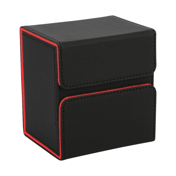 Caja de almacenamiento premium para barajas de cartas coleccionables, tarjetas de baloncesto y fútbol. negro y rojo