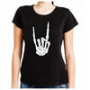 Horns Up Heavy Metal Sign Womens Babydoll Shirt Alternative Clothing Skeleton Hand