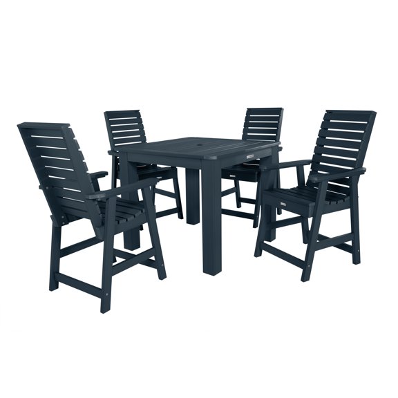 Highwood's 42" x 42" Square 5-pc Weatherly Dining Set - Counter Height, Outdoor, Eco-friendly, Synthetic Wood