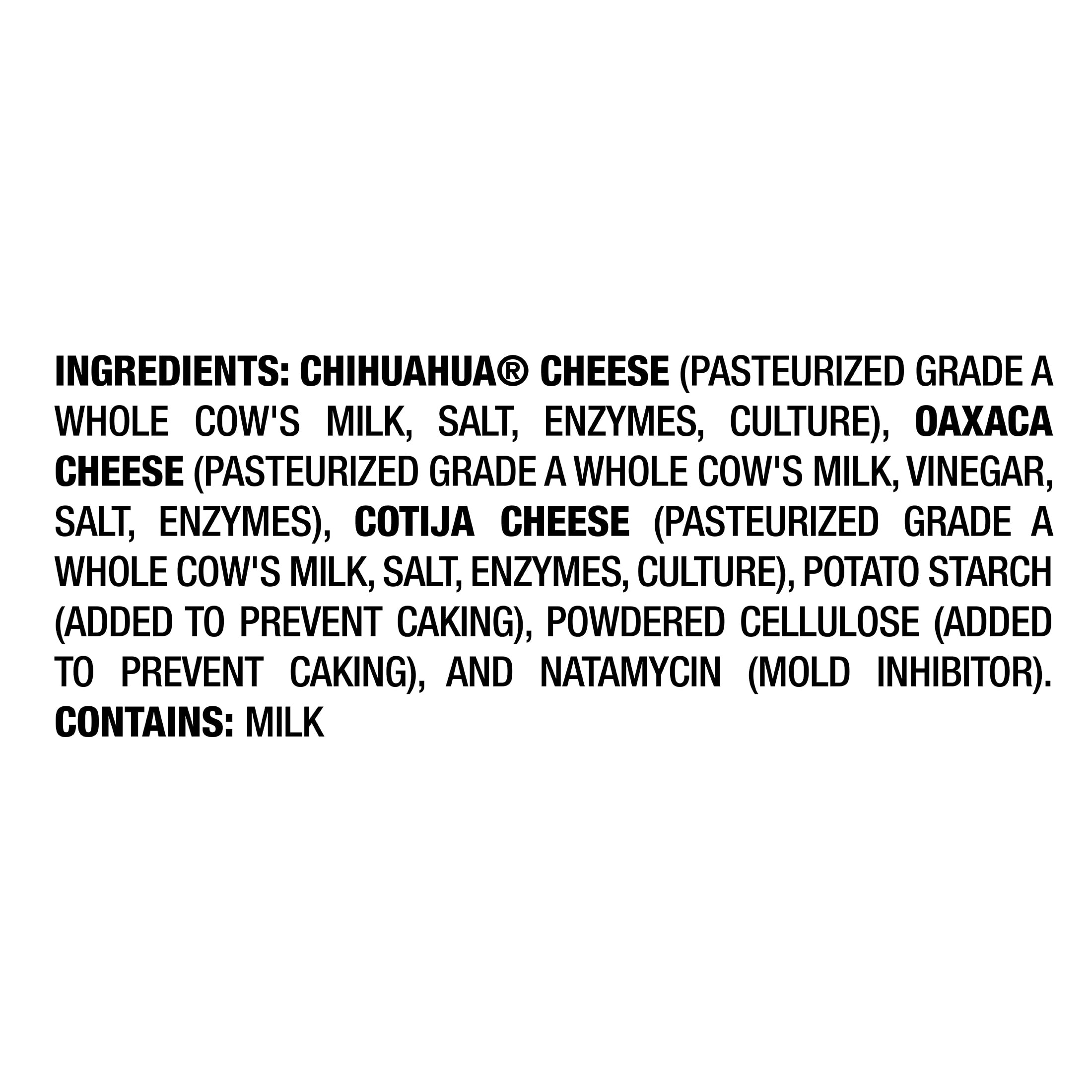 V&V Supremo Shredded Mexican 3 Cheese, Chihuahua, Oaxaca, and Cojita, Gluten-Free, 16 oz, Refrigerated