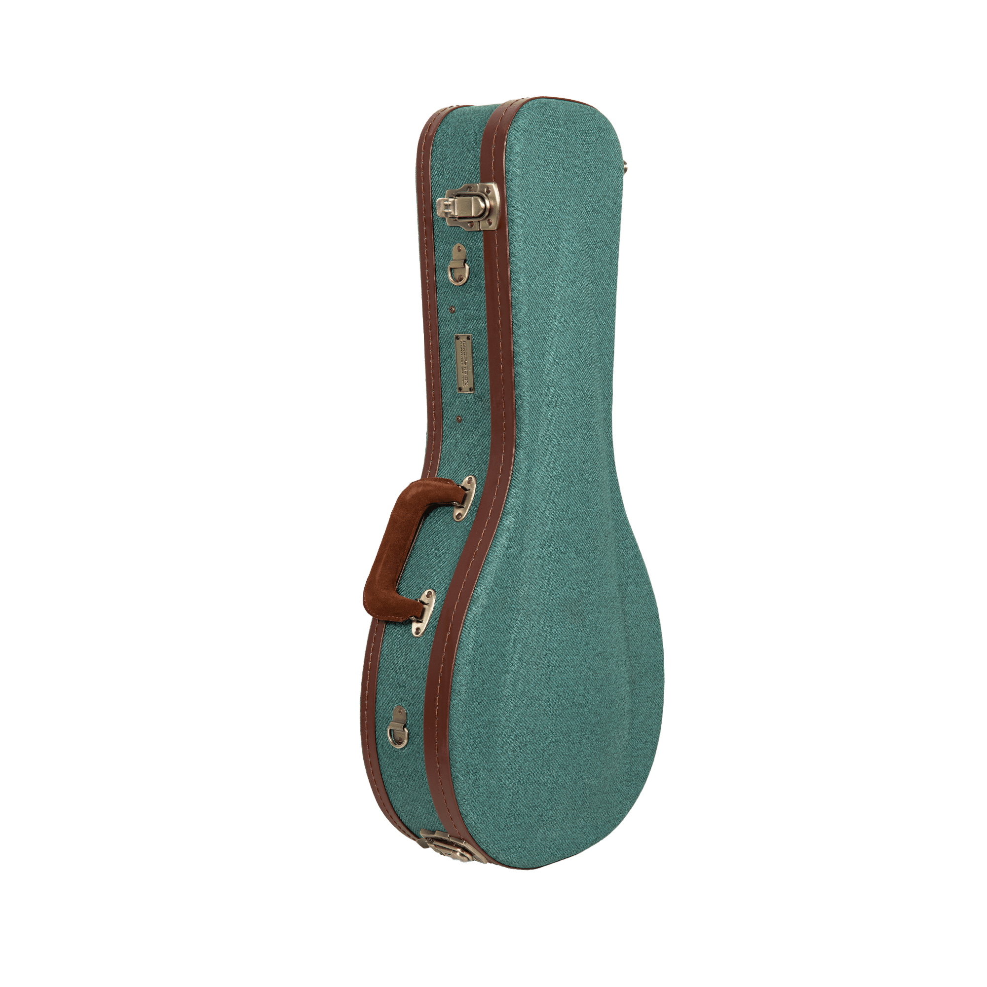Crossrock Master Series- Wooden A-style Mandolin Case- Security Lock, Genuine Leather Handle, Reinforced Hardware, Metal Feet, Storage Space- Malachite Blue