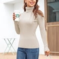 thumbnail image 3 of HSHDLDF Women's Ribbed Turtleneck Sweater Long Sleeve Knitted Solid Pullover, 3 of 6