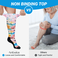 thumbnail image 2 of AMITOFO Diabetic Socks for Women, Non Binding Top, Seamless Toe, Loose Fit, Ultra Stretch Design for Swollen Legs, Edema, Elderly, Pink Flower, 9-11, 2 of 8