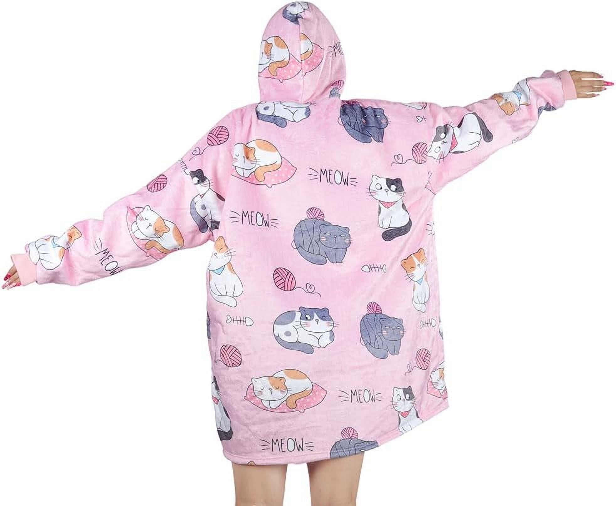 Moderong Wearable Blanket Hoodie, Oversized Flannel Comfy Sweatshirt for Adults,Warm Cozy Hooded Body Blanket