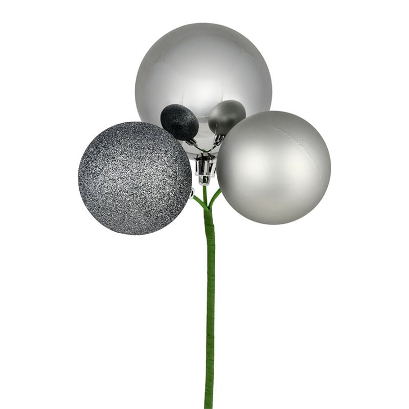 Vickerman Piques de Noël avec Boule de 18 Pouces en Argent Calcaire (Ensemble de 4)