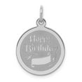 thumbnail image 1 of FB Jewels Sterling Silver Rhodium-plated Happy Birthday Disc Charm, 1 of 4