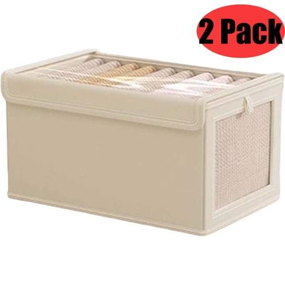 Beteliva Foldable Storage Boxes for Organizing, Storage Bins with Handles, Closet Storage Bins, Clothing Storage Box, for Home, Bedroom, Closet -2 Pack Medium
