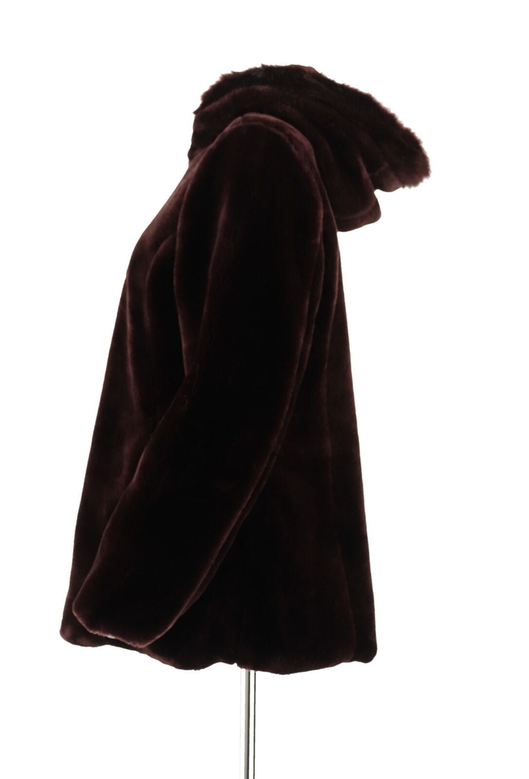 Susan Graver Cozy Faux Fur Zip Front Jacket Trimmed Hood Pinot XL NEW A283650