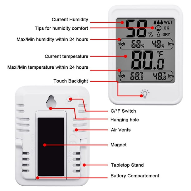 3 Pack Thermomètre Intérieur Humidité Jauge Mètre Hygromètre