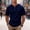 (Waffle)Navy, variant on Coorders George Men's Knit Round-Neck Shirt with Short Sleeve, Solid Button Tee for Summer,Gray,M