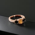 thumbnail image 3 of Gem Stone King 1.92 Ct Orange Red Madeira Citrine Black Diamond 18K Rose Gold Plated Silver Moissanite Ring (Size 8), 3 of 4