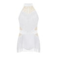 thumbnail image 1 of Yhong Robe de Danse Latine à Franges pour Filles, Justaucorps Sans Manches Scintillant, Jupe à Franges, Tenue de Danse Tango Rumba Samba, Blanc 16, 1 of 5