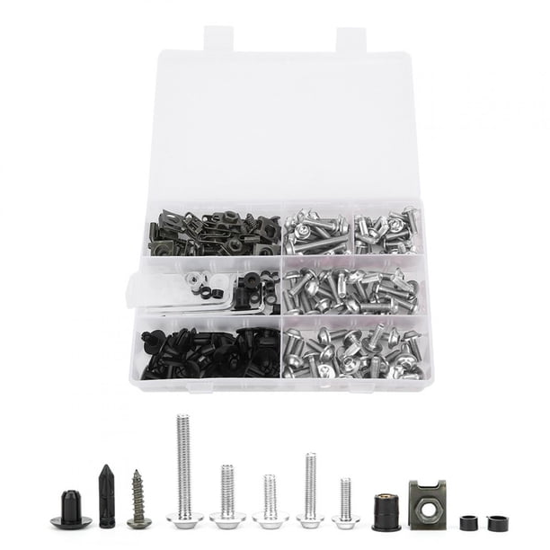 Perno de carenado de motocicleta, 198 piezas/juego, kit de tornillos de carenado de parabrisas, tornillos de carenado de parabrisas de mayor durabilidad