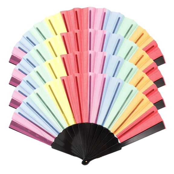 FELTECHELECTR Colorful Folding Fan Rainbow Plastic 4Pcs 16.1X9.1X1In
