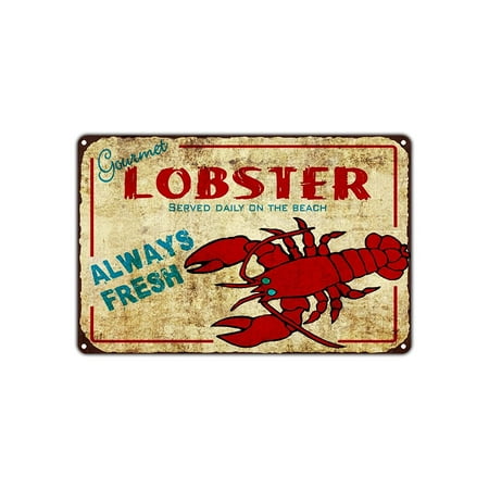 Retro Magazine Advertisement - Lobster Always Fresh Served Daily On The Beach Seafood Advertisement Vintage Retro Metal Wall Decor Art Shop Man Cave Bar Aluminum 8