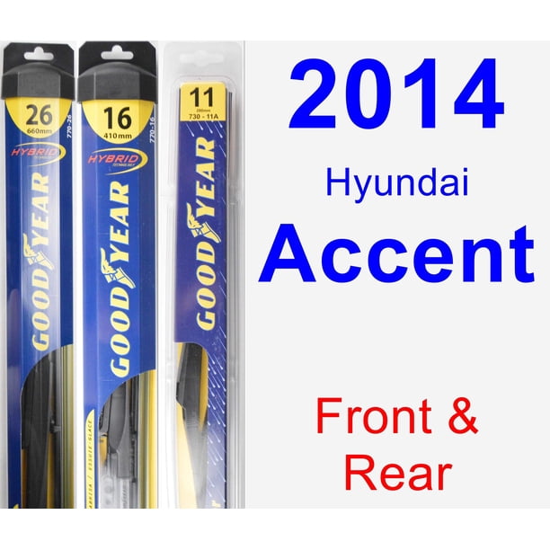 2014 Hyundai Accent Wiper Blade Set/Kit (Front & Rear) (3 Blades