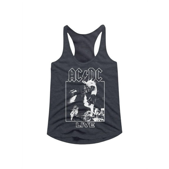 ACDC Heavy Metal Rock Band Live On Stage Navy Hthr Ladies Racerback Tank Top Tee