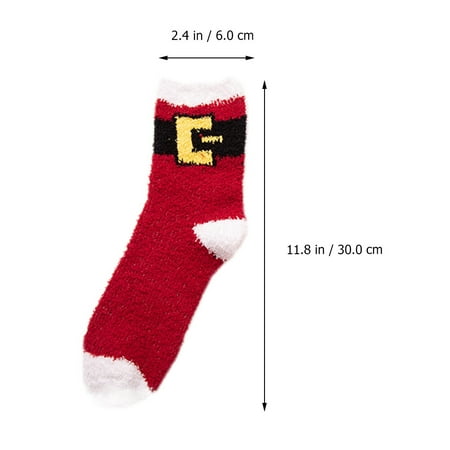 

2 Pairs of Christmas Household Winter Fall Socks Thick Warm Coral Fleece Socks
