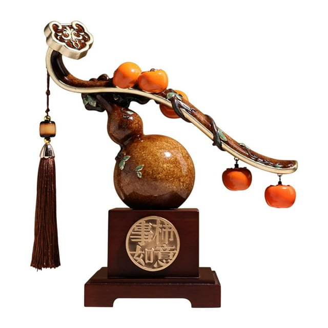 Estatua de resina de caqui de la suerte, escultura de bendición, gabinete, regalo, figura de calabaza para Marrón