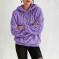 thumbnail image 5 of XUNKUSGA Womens Fuzzy Hoodies Classic Solid Color Textured Jacquard Fleece Pullover Top with Drawstring Hood Comfy Cozy Oversized Winter Warm Coat 4XL, 5 of 8