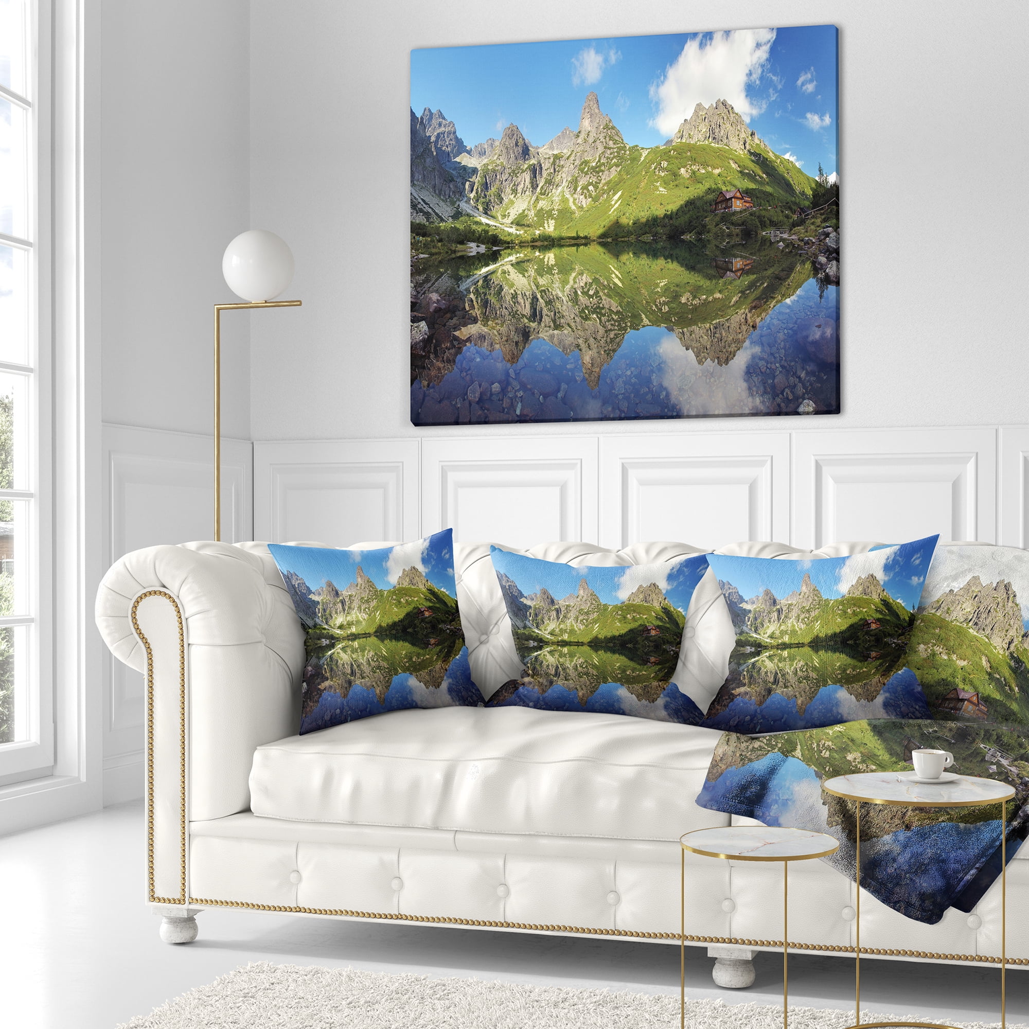 Designart Green Lake in Tatra Mountain - Landscape Photo Throw Pillow - 16x16
