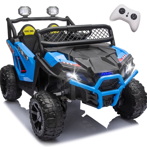 Xuanlur 24V Ride on Toys for Big Kids, 2 Seater Kids Electric Car w/Remote Control, 4x200W Motors, 4WD/2WD, EVA Tires, 4-Wheel Suspension, LED Lights, Bluetooth, Ride On UTV for Kids Ages 3-8, Blue