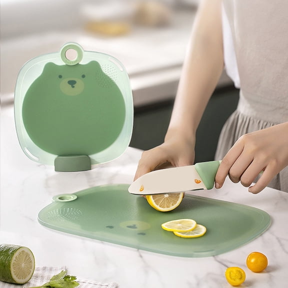 FOMIYES 2Pcs Green Nonslip Plastic Cutting Boards for Kitchen Meat Vegetable Chopping
