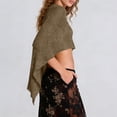 thumbnail image 6 of Maqroz Womens Sheer Poncho Shrug Sun Protection Long Sleeve Lightweight Knit Ruffle Pullover Sweater Top Asymmetric Loose Knit Summer Beach Cover Ups Brown Free Size, 6 of 8