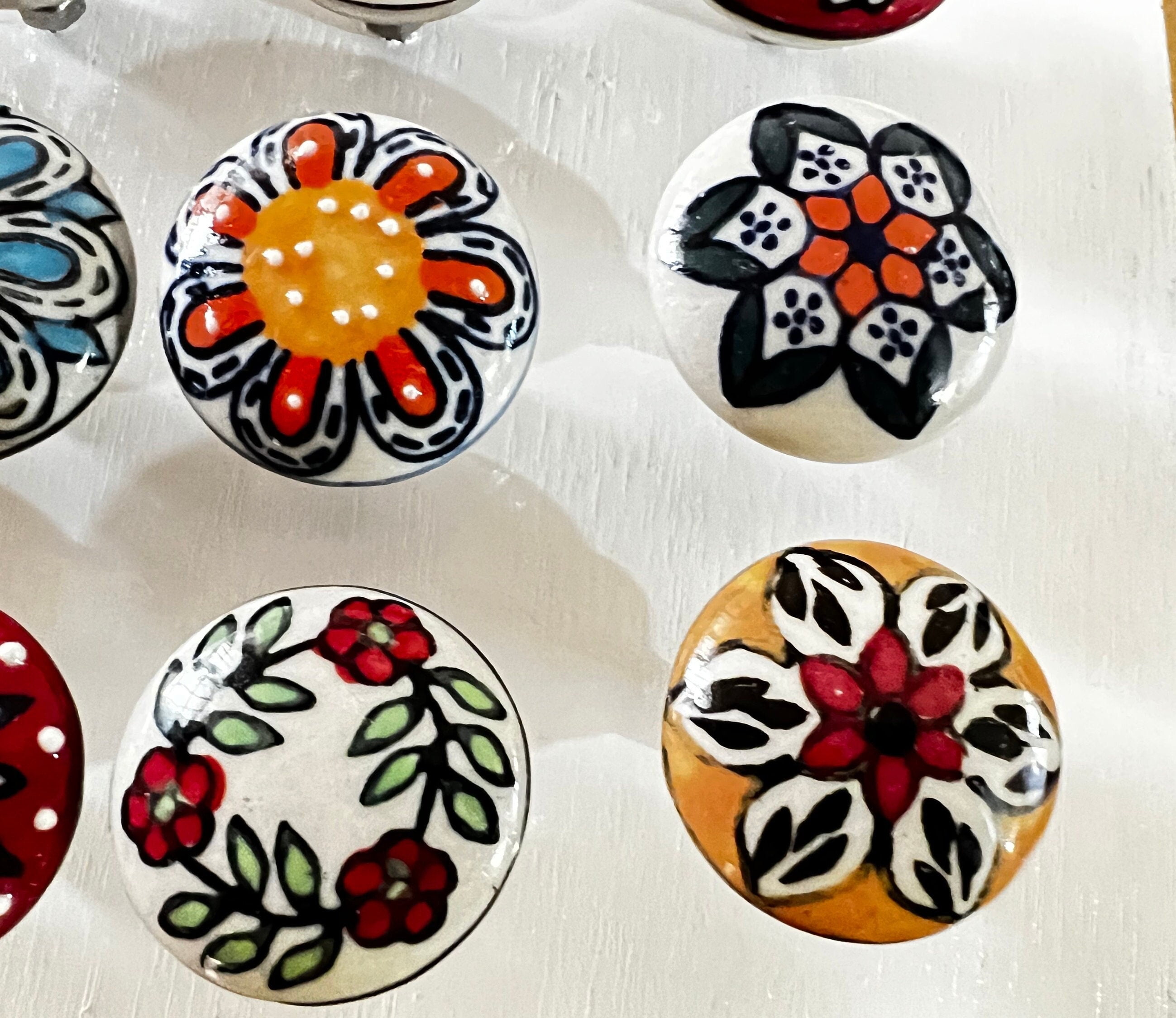 25 PC of Assorted Cabinet Ceramic Knobs | Colorful Knobs | Drawer Closet Dresser Wardrobe Furniture Door| Nuts & Bolts Included