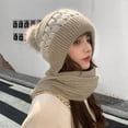 thumbnail image 3 of D-GROEE 2 in 1 Knit Scarf Beanie Set Winter Stripes Cap Warm Knitted Hat Scarf Set Windproof Hats for Women, 3 of 8