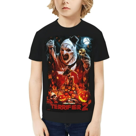 Terrifier 2 Kids T-Shirt 3d Printed Graphic T-Shirts Boys And Girls Short Sleeve Shirts For Youth Kids X-Small