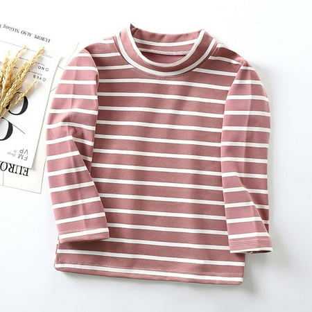 

YYYTop Girls/Boys/Toddler Athletic Undershirt Stretch Comfy Toddler Girl Clothes Fall Winter New Half-High Neck Striped High Elasticity Tops Middle Large Boys Girls Long-Sleeved Fall Clothing Baby Cl
