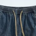 thumbnail image 5 of Jeans for Men Casual Elastic Waist Drawstring Straight Leg Denim Shorts Summer Loose Outdoor Streetwear Jorts Men Blue XXL, 5 of 9
