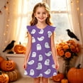 thumbnail image 2 of FYDUU Halloween Dresses for Girls Nightgowns Flutter Sleeve Sleepwear Soft Princess Nightdress Summer Casual Nightgown Cartoon Print Dress 8-9 Years, 2 of 5