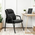 thumbnail image 2 of SSyao Waiting Room Leather Guest Chairs with Padded Arms, Comfy Stationary Reception Meeting Chair, Rest for Conference Side Office Home Desk Elderly Salon Clinic-Leather Chair 1 Pack, 2 of 20