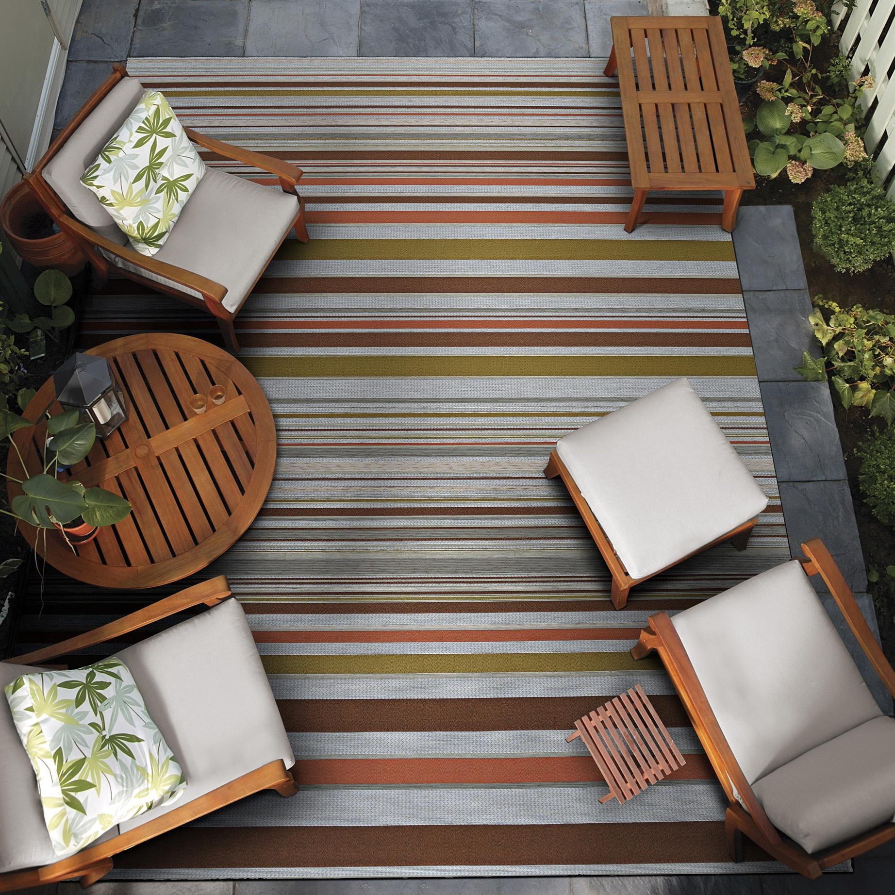 Couristan Dolce Striped 2'3" x 3'11" Sunset Outdoor Rug