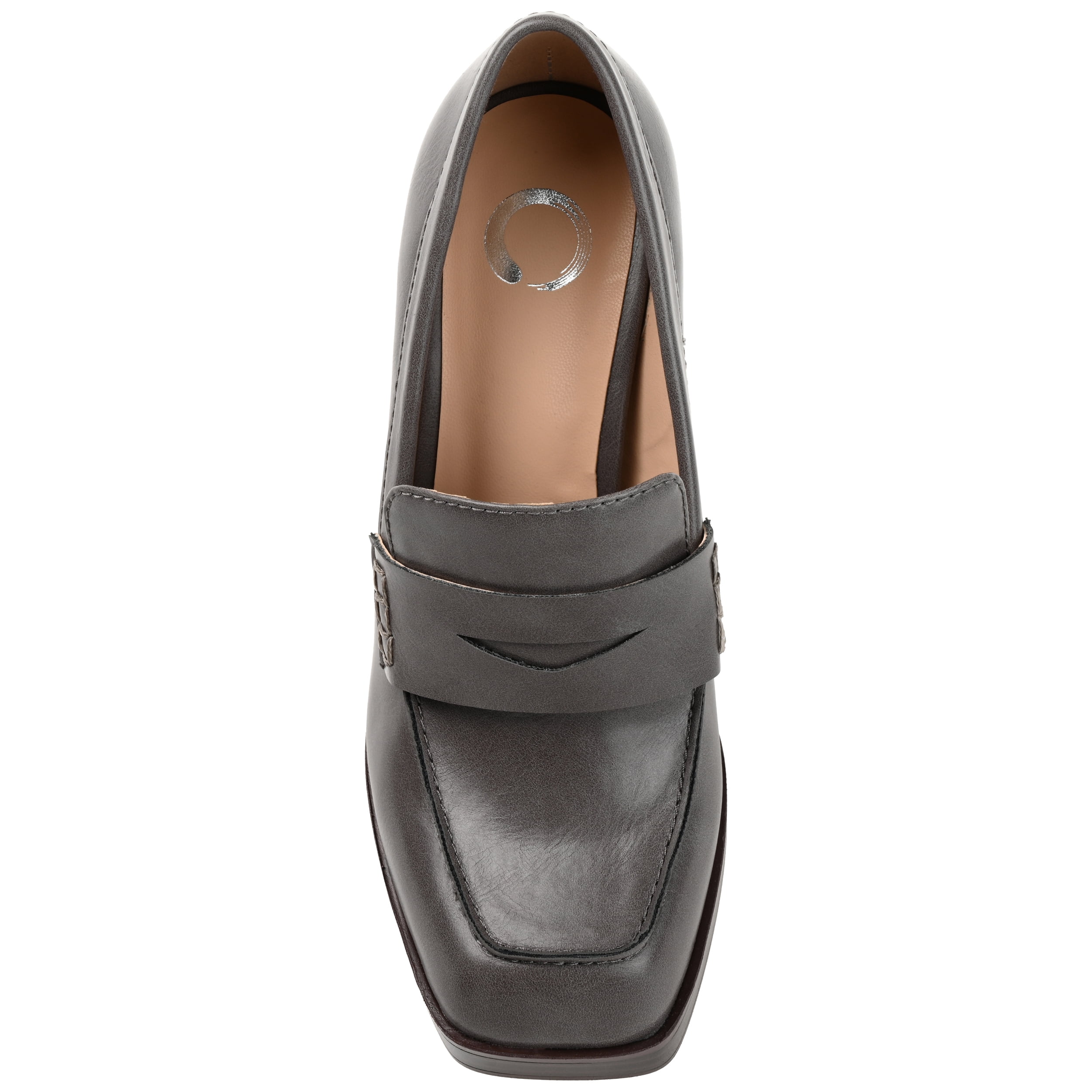Journee Womens Ezzey Loafer Mid Stacked Heel Square Toe Pumps, Widths Available