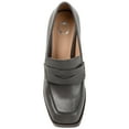 thumbnail image 5 of Journee Womens Ezzey Loafer Mid Stacked Heel Square Toe Pumps, Widths Available, 5 of 9