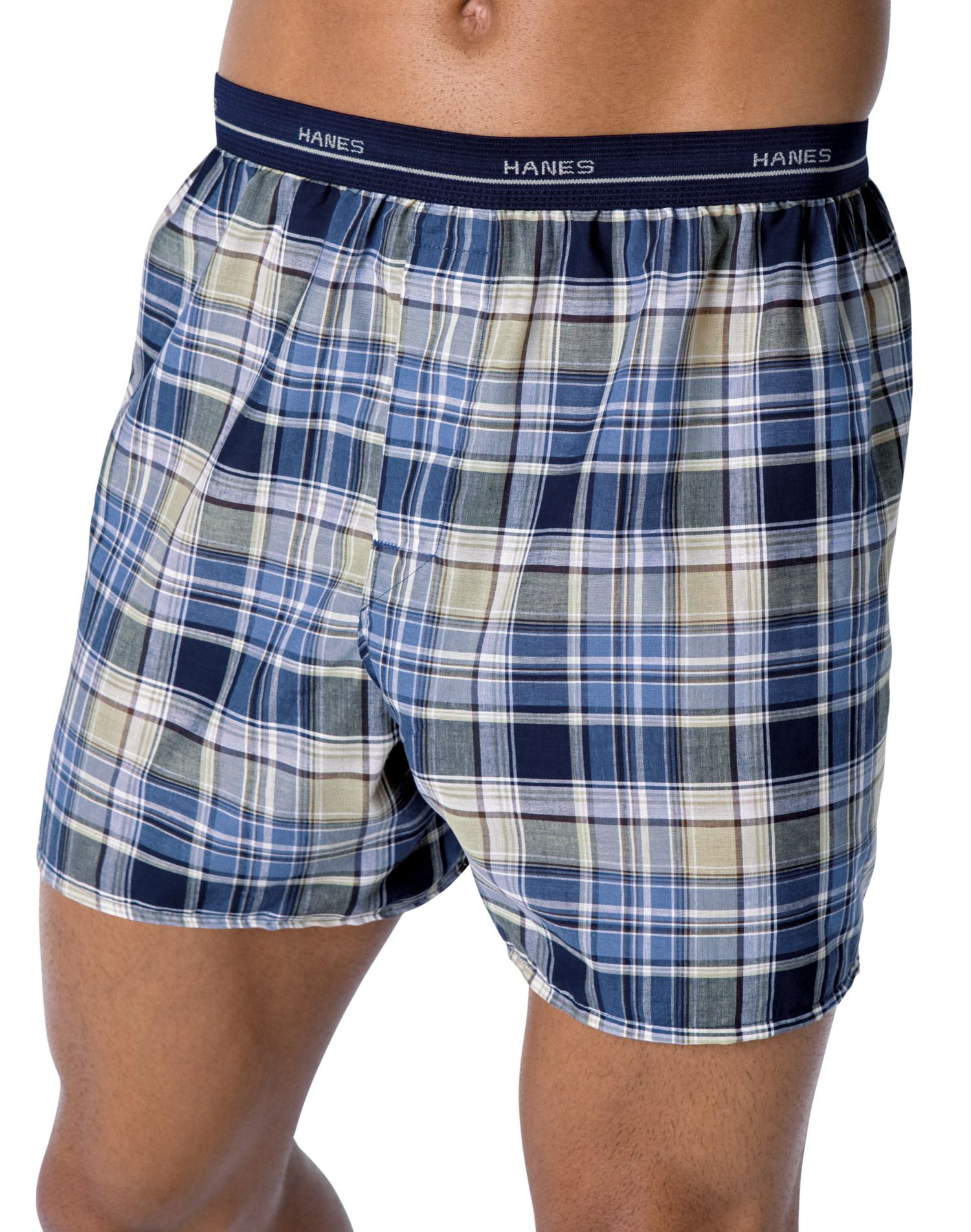 Hanes Men`s Red Label Exposed Waistband Fashion Plaid Boxer, XL ...