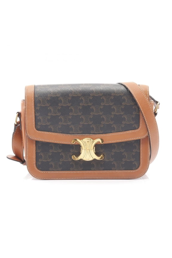 Pre-Owned Celine Classic Triomphe Shoulder Bag in Coated Canvas and Leather, Brown,... (Good)