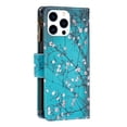 thumbnail image 7 of Dteck Case for iPhone 16 Pro Max, Magnetic Pattern Premium PU Leather 9 Card Slots Zipper Wallet Case Shockproof Kickstand Hybrid Rubber Flip Cover with Wrist Strap,Plum Blossom, 7 of 7