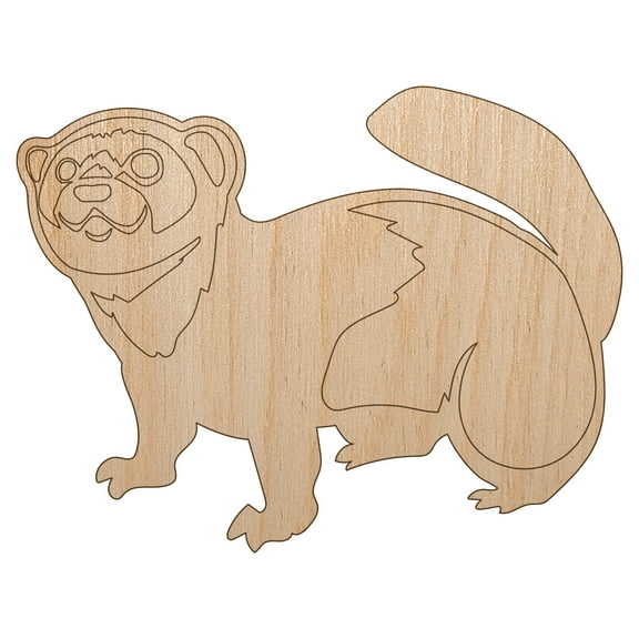Friendly Ferret Wood Shape Unfinished Piece Cutout Craft DIY Projects - 4.70 Inch Size - 1/8 Inch Thick