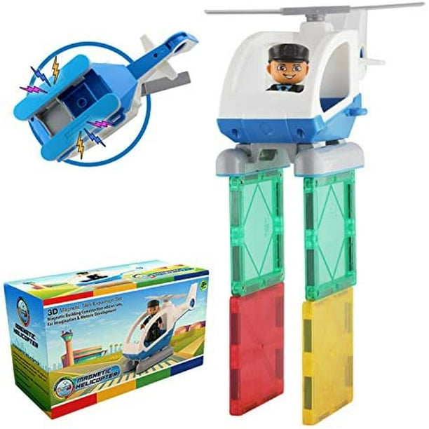 Pythagoras Flying Helicopter Toy Police Set with Policeman Toys Add on Sets