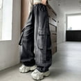 thumbnail image 2 of JLMSPLWG Kids Wide-Leg Jeans with Multi Pockets Toddler Cargo Denim Jeans Girl Daily Wear Baggy Boyfriend Preppy Jean Streetwear Teen Girls Cool Trendy Y2k Grunge Solid Color Pants Girl's Clothes, 2 of 6